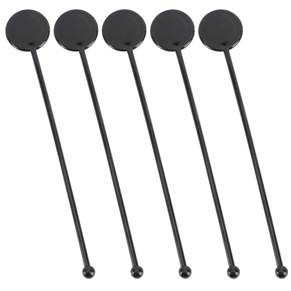 

100pcs Drink Muddler Beverage Stirrer Swizzle Sticks Blender Mixing Stick Stirring Rod (Black)