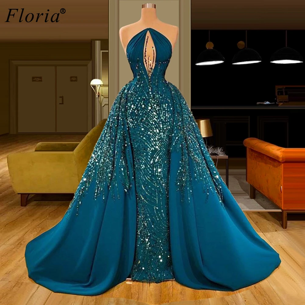 Dubai Muslim Long Two Pieces Prom Dresses Mermaid Elegant Evening Gowns Bling Red Carpet Dresses Woman Party Night Sukienki