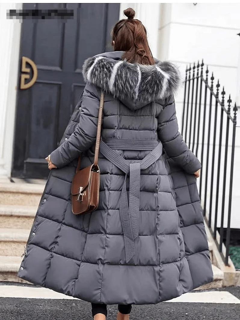 

2021 Women Autumn Winter Fashion Brown Black Warm Thick Down Coat Jacket Oversize Vintage Luxury Hooded Long Coats Parka