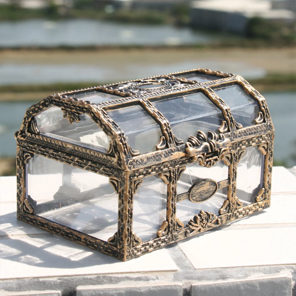 

Plastic Transparent Pirate Treasure Box Crystal Gem Jewelry Box Storage Organizer Chest Box Treasure For Jewelry Gem Trinket Box