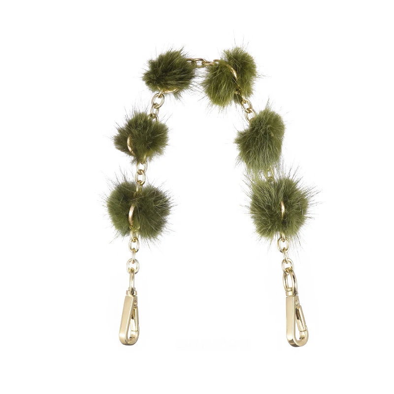 

2021 New Fashion Handle Bag Fashion All-match Female Bag Accessories Metal Chain Mink Hair Handbag Belt Chain Handle Belt