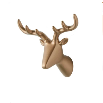 Gold Deer Настенный крючок-вешалка из смолы, настенный крючок для украшения дома, стойка для животных - Цвет: Gold Deer