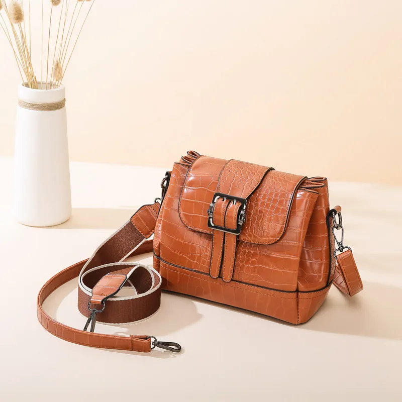 

Bags 2020 New Women Bag PU Leather Solid Color Fashion Crocodile Pattern Shoulder Messenger Bag Shoulder Strap Women Shoulderbag