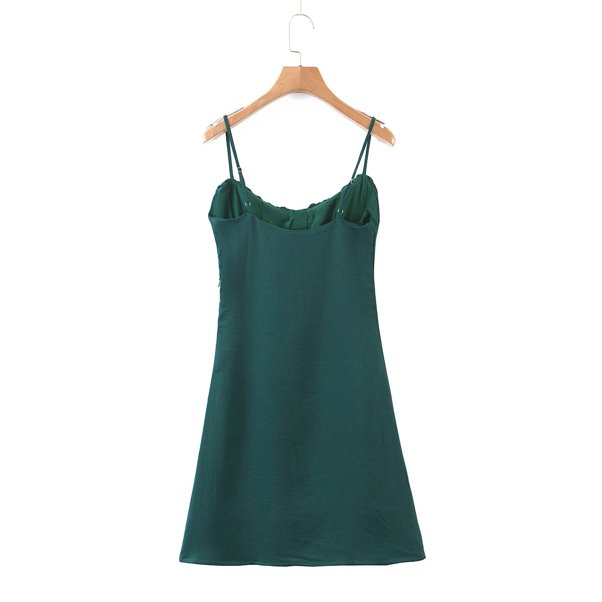 

Korean v neck dress women summer dresses sexy spaghetti strap dress solid mini dresses basic A line dress party green 2021