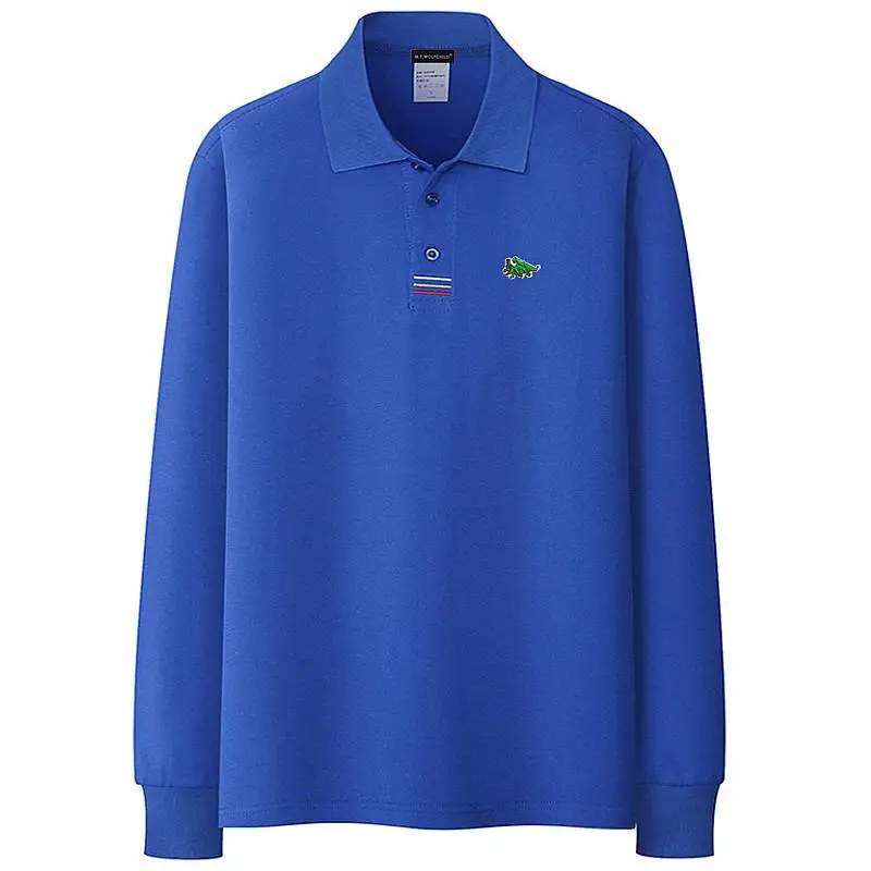 Рубашка-поло мужская с длинными рукавами 100% хлопок Повседневная модная одежда