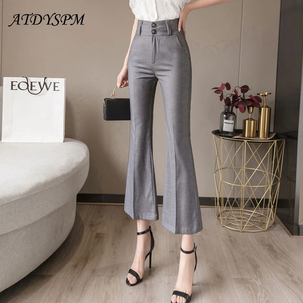 Брюки женские до щиколотки Модные Винтажные клеш с завышенной талией