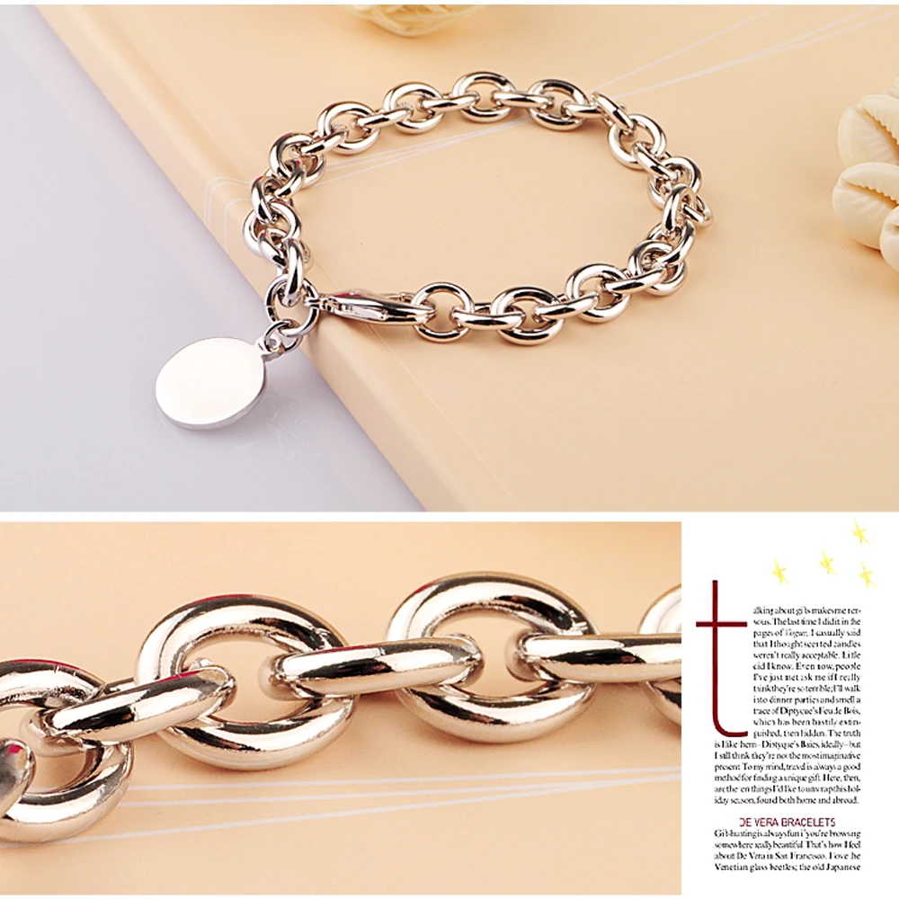 925 sterling silver bracelet 16-22 cm small circular brand is contracted fashion suitable for women and man | Украшения и