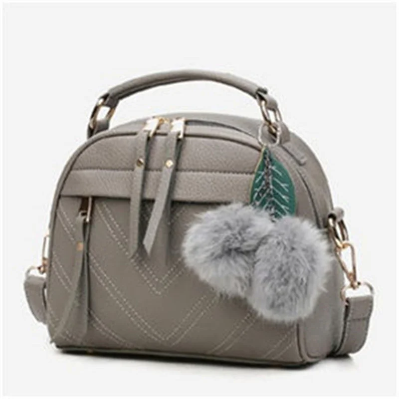 

New Women Messenger Bags New PU Leather Handbag Inclined Shoulder Bag Women Crossbody Handbags Bag Ball Tassel Bolsa