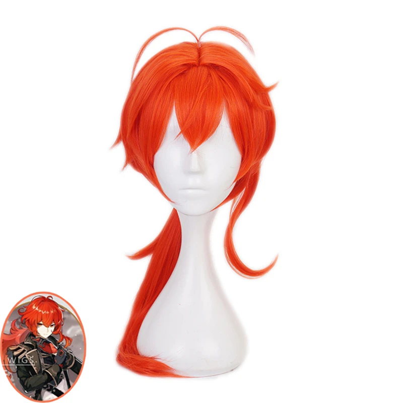 

New Arrival Diluc Ragnvindr Wig Cosplay Set Game Genshin Impact Costume Prop Uniform Halloween Costume for Adult