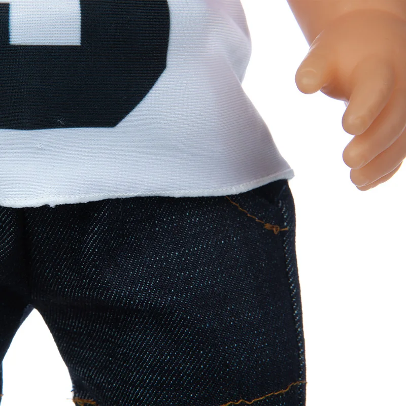 

Born New Baby Fit 17 Inch 43cm Doll Clothes Accessories No. 3 White T-shirt Clothes Jeans For Baby Birthday Gift
