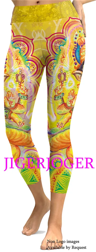 

JIGERJOGER 2019 весенние желтые Капри ganesha леггинсы пояс карманы ластовицы нашивки толстые тяжелые качество спортивная одежда