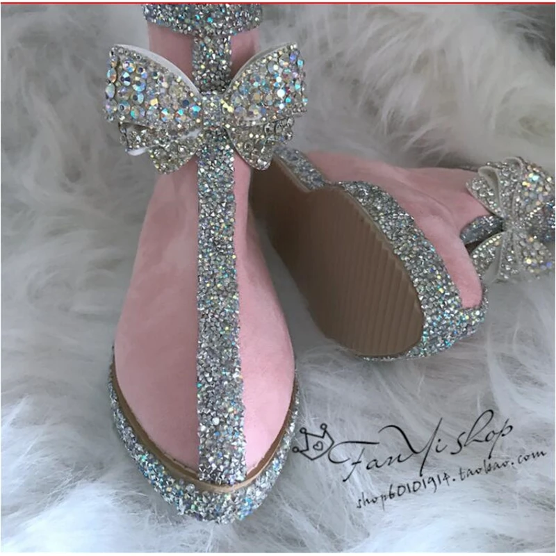 

Snow boots rhinestone bow sweet fashion pointed inside increased snow boots