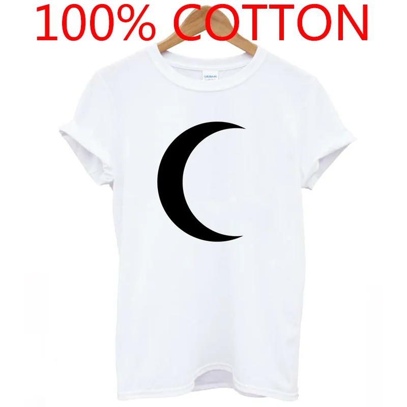 Женская футболка с принтом полумесяца 100% хлопок повседневная забавная Футболка