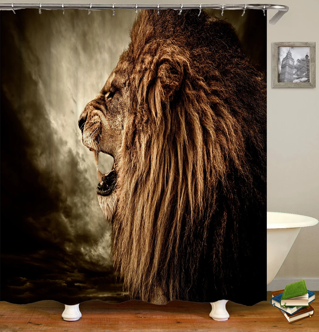 

Bathroom Non-slip Mat Set Durable Waterproof Shower Curtain Set Pedestal Rug Lid Toilet Cover Bath Mat Rugs