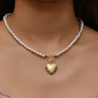 Модное жемчужное ожерелье-чокер для женщин геометрическое круглое Сердце женское корейское ювелирное изделие колье из цепочек