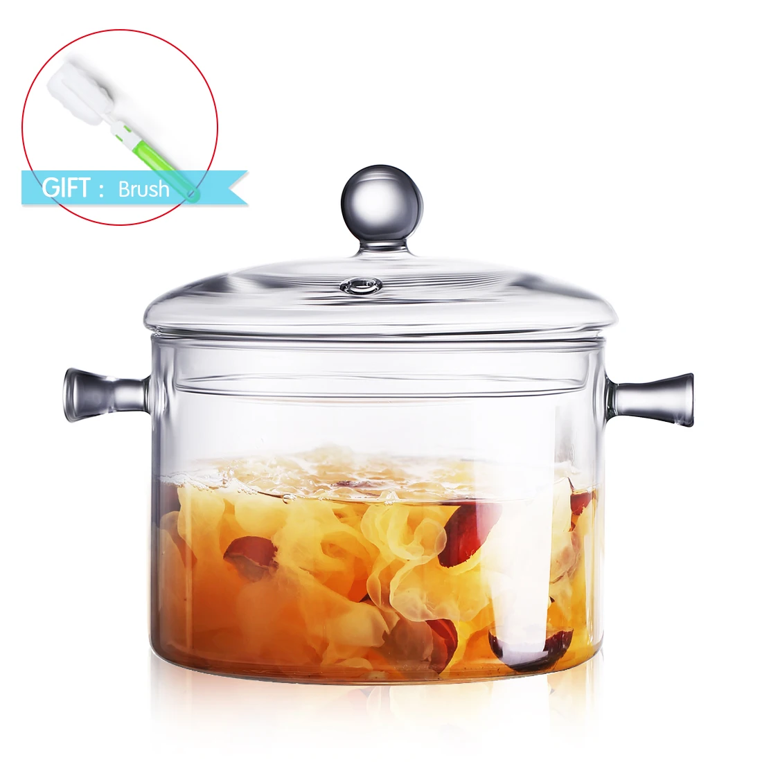 

Glass Saucepan with Cover 1.5 Liter/50oz Handmade Glass Pot with handle Heat Resistant Cooking Pot/Pan Cookware for Soup Pasta