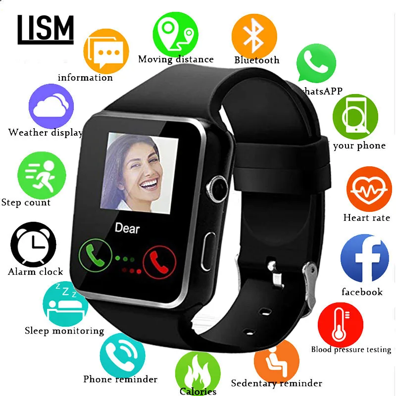 Умные часы X6 водонепроницаемые с поддержкой Bluetooth SIM карта камера фитнес телефон