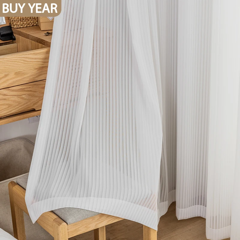 

2023 New Nordic Curtains for Living Room Bedroom Net Red Vertical Blinds Vertical Dreamy White Gauze Tulle Curtain French Window