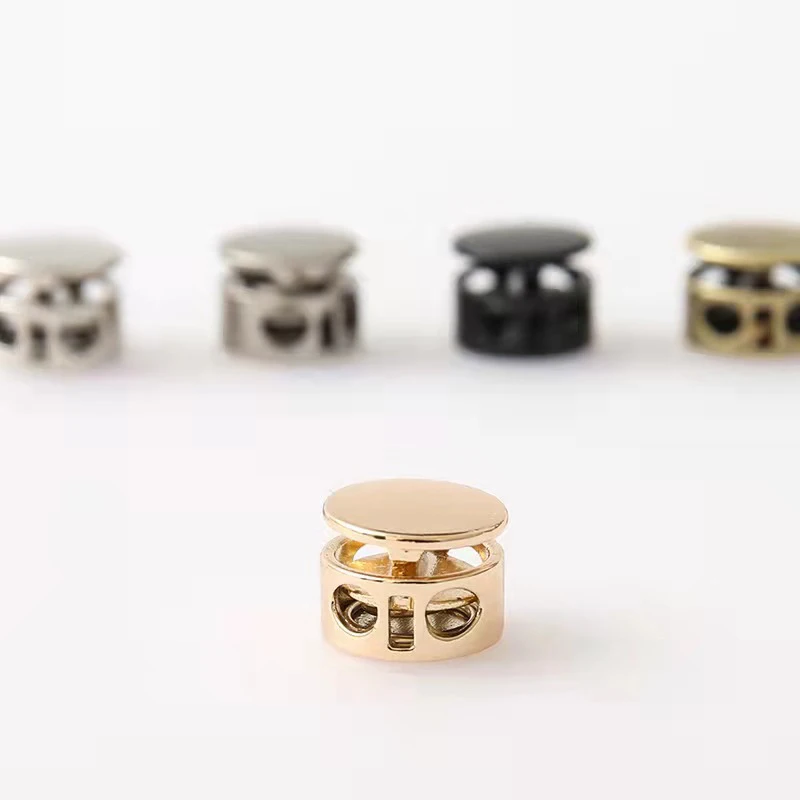 

10pcs Cord Lock Stopper Buckles Clamp Metal Toggle Clip for Paracord Rope Lanyard Drawstring Bag Shoelace Part 2 Holes Accessory