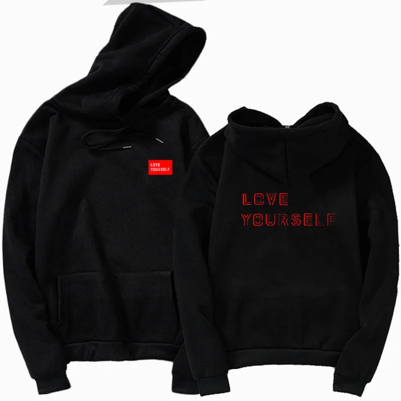Толстовка с капюшоном для мальчиков в южнокорейском стиле Kpop Love Yourself felpe roupas