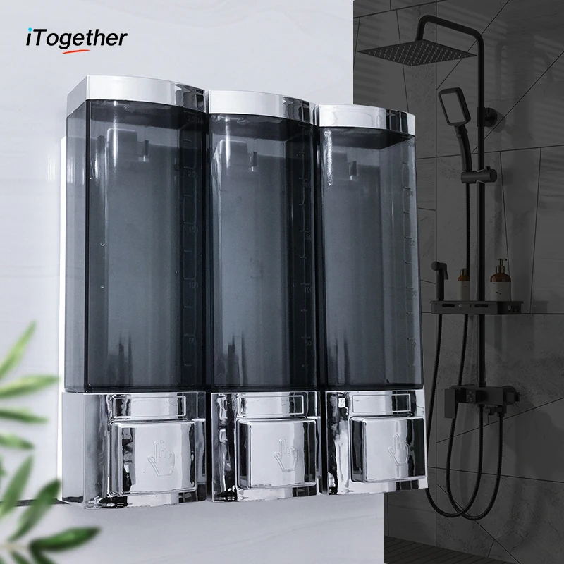 

Soap Dispensers Wall Mount Shampoo Shower Dispensers Plating Hand soap Dispenser No-Drill for Bathroom Kitchen