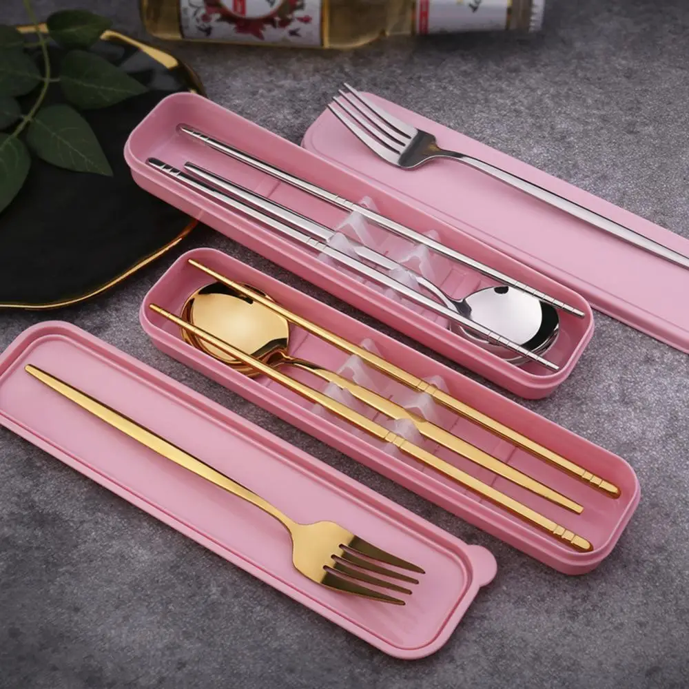

Fork Portable Spoon Stainless Steel 2/3Pcs Chopsticks Tableware Set Dinner Tools