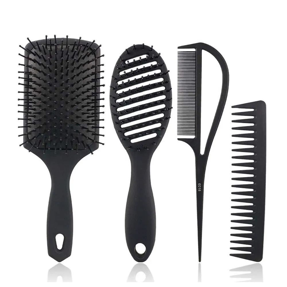 

4Pcs Professional Salon Stylist Anti-static Hairdressing Combs Parting Comb Makeup Barber Rat Tail Hair Care Styling Tool Set