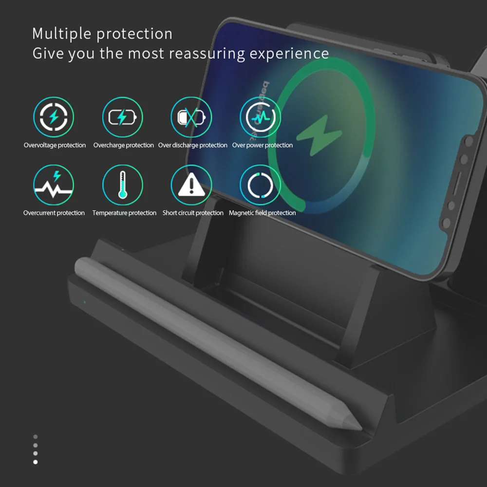 

Wireless Charger 5 In 1 Qi Station Detachable Fast Charger Stand For IPhone 12 11 Pro Apple IWatch Series AirPods Pencil Charger