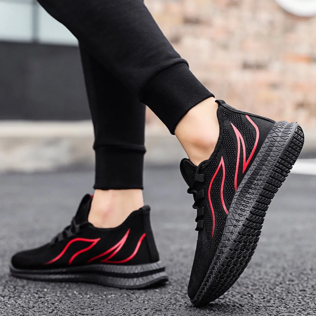 

Fashion Sneakers Lightweight Men Mesh Casual Sport Shoes Lace-Up Breathable Soft Bottom Sneakers Lace Up Walking Tenis Shoes