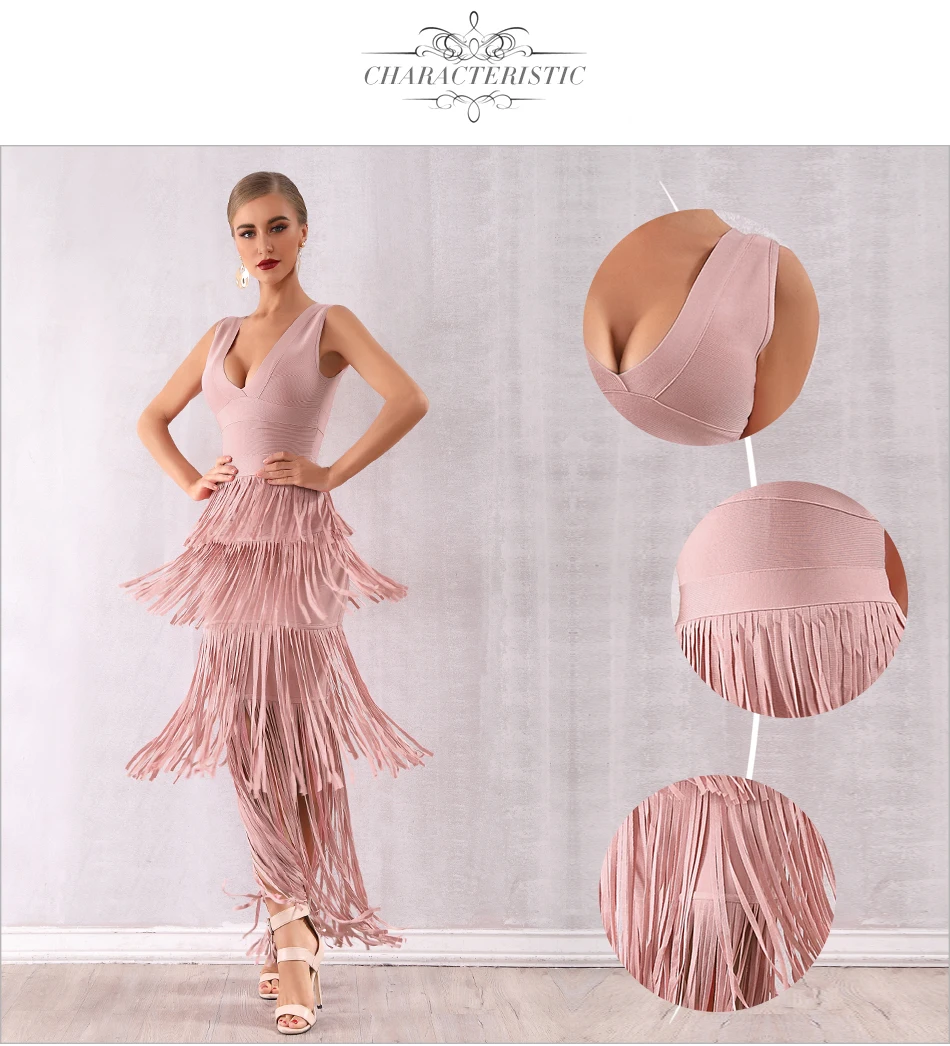 Adyce новое летнее женское Бандажное платье с обнаженной бахромой Vestidos макси с кисточками Клубное платье сексуальное с глубоким v-образным вырезом вечернее платье в стиле знаменитостей
