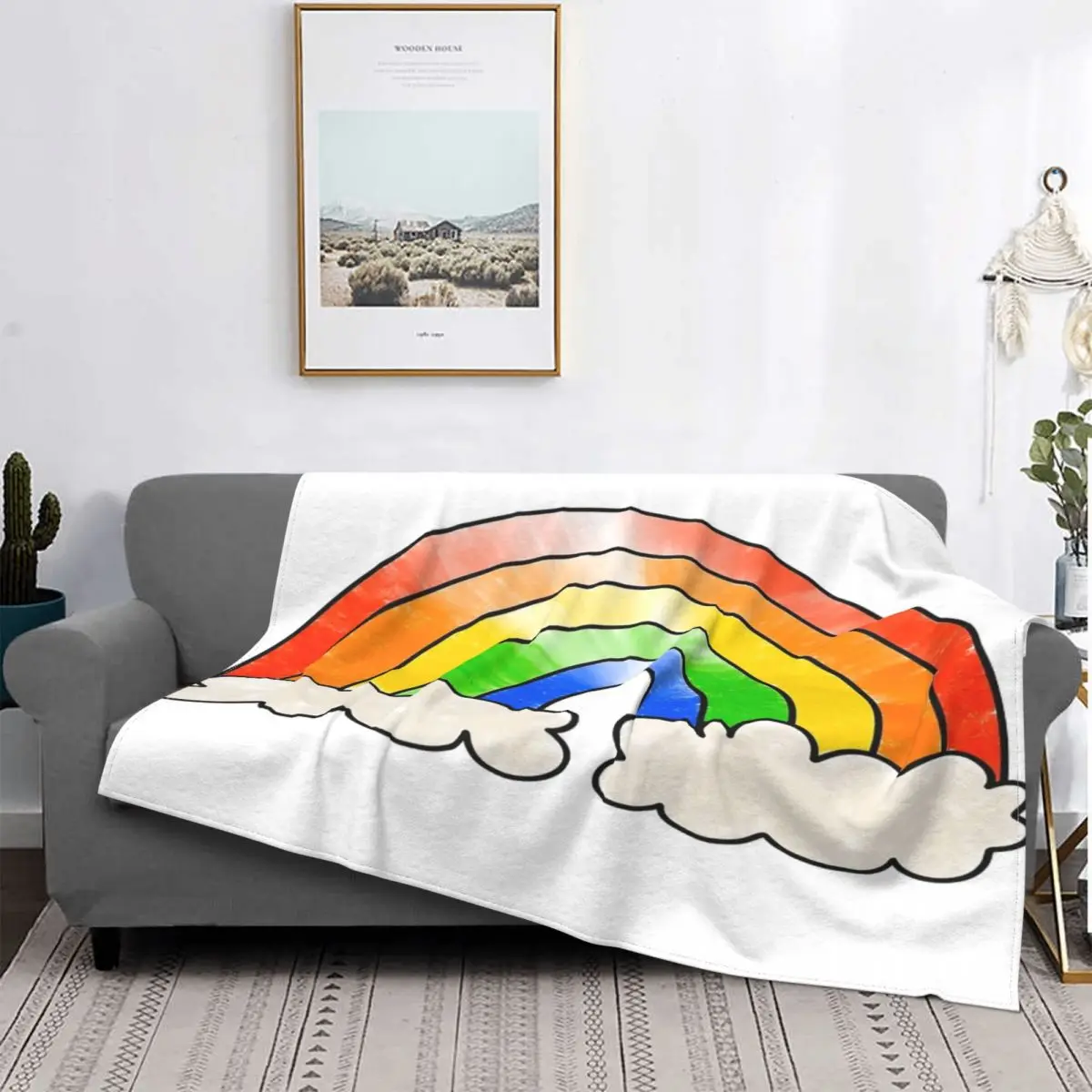 

Manta de arcoiciris con acuarela, colcha para cama a squros, пикник, a cuadros, de verano