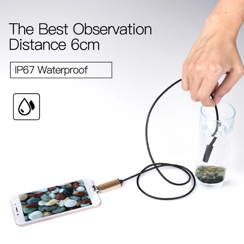 

7mm 6 LED Endoscope Waterproof Borescope Inspection Camera For Andorid Phone New