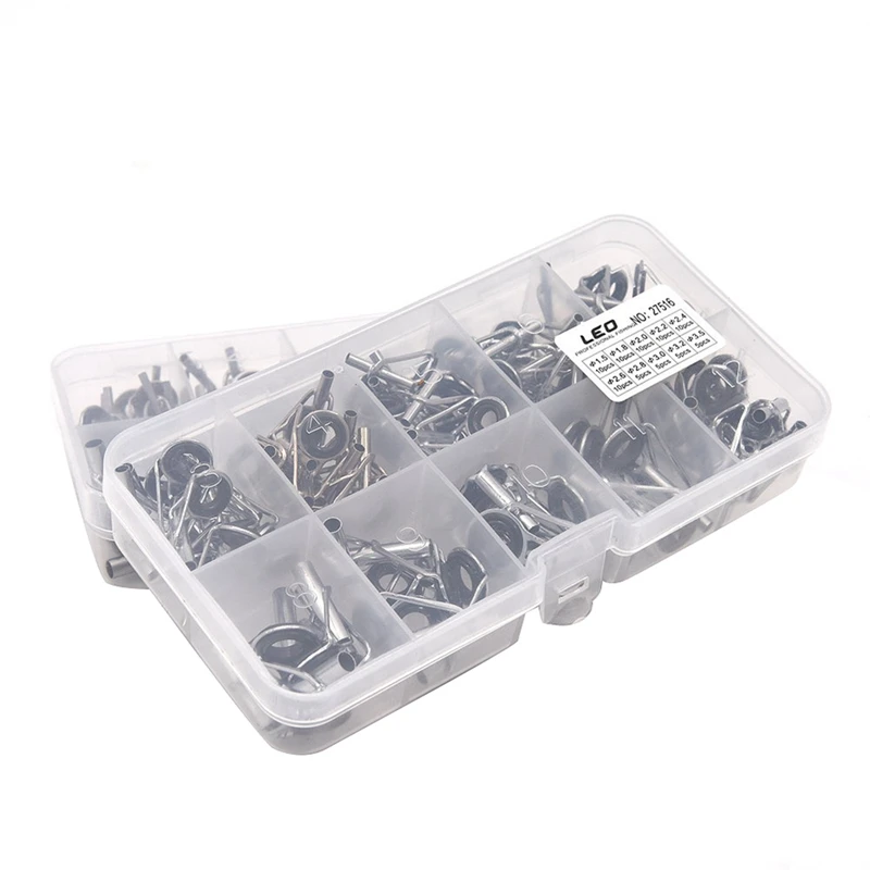 

80Pcs Diy Eye Rings Fishing Rod Guide Tip Set Repair Kit For Fishing Rods Stainless Steel Frames With Box Fishing Tackle