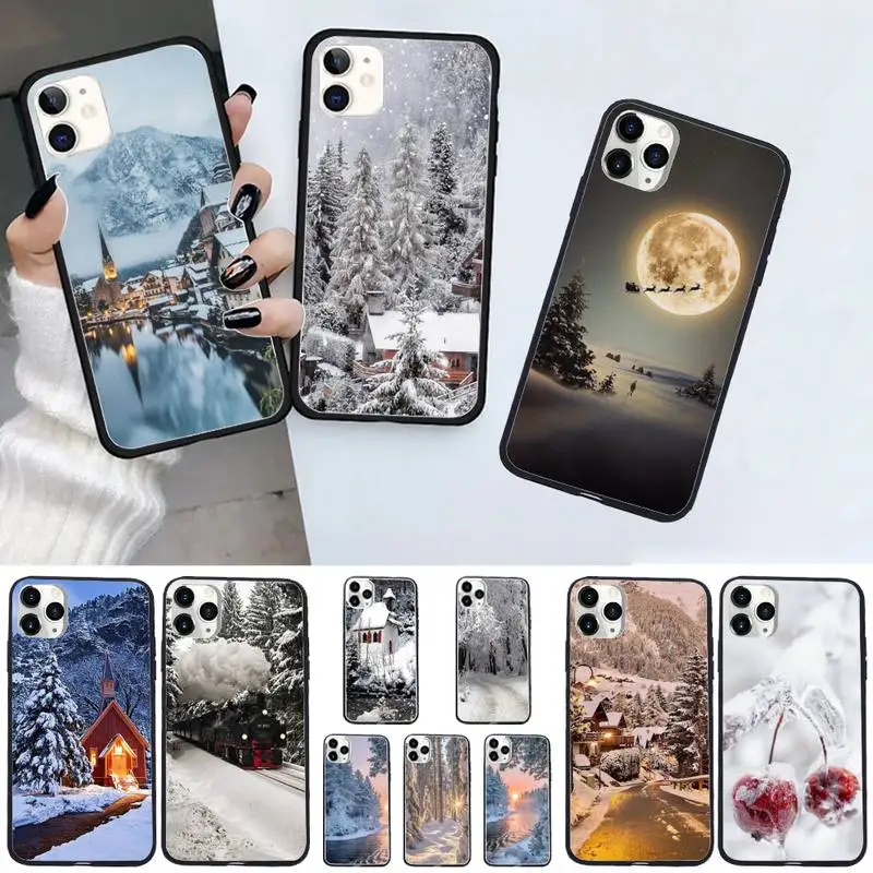 

Landscape Winter Snow Christmas Phone Case for iPhone 11 12 mini pro XS MAX 8 7 6 6S Plus X 5S SE 2020 XR shell