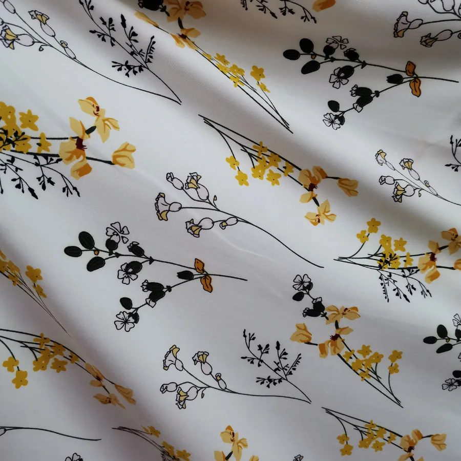 DIY шифоновая ткань с принтом платье Материал эластичные падения из дышащего