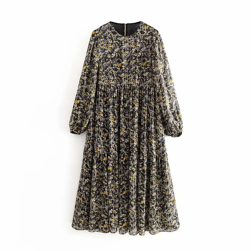 Женское элегантное платье миди с цветочным принтом прямое повседневное удобное