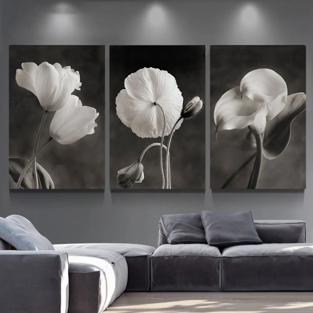 Плакаты и принты красивых цветов Черно Белая настенная Картина на холсте картина