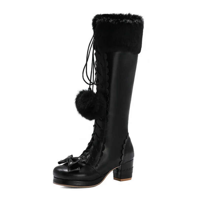 Snow Women Boots Soft Shoes For Women Lace-Up Boots Ladies Cute Mid-Calf Boots Woman Fashion Plush Warm Female Shoes Botas Mujer