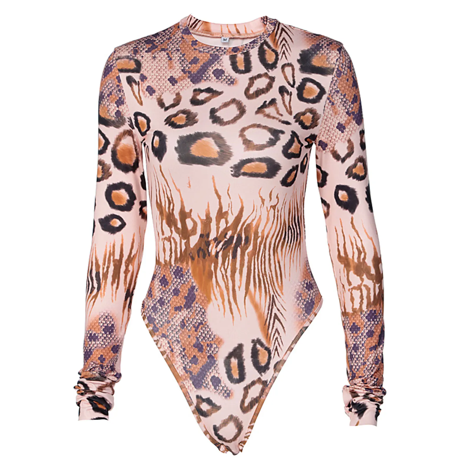 

woman rompers Serpentine Women Sexy Bodysuit Spring and Autumn Slim Long Sleeve Round Neck Leopard Print Playsuit high quality