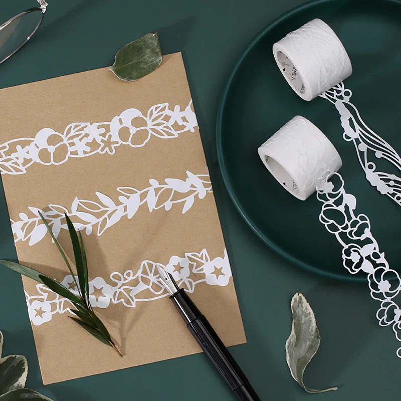 1 X Floral Hollow Openwork lace washi tape DIY decoration scrapbooking planner masking adhesive kawaii stationery |