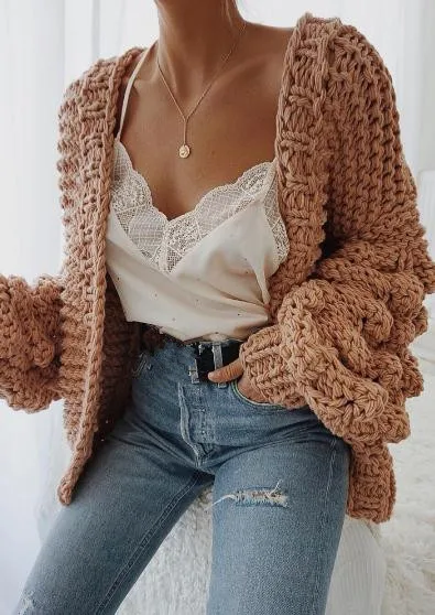 Женский трикотажный кардиган с рукавами фонариками разные цвета| |