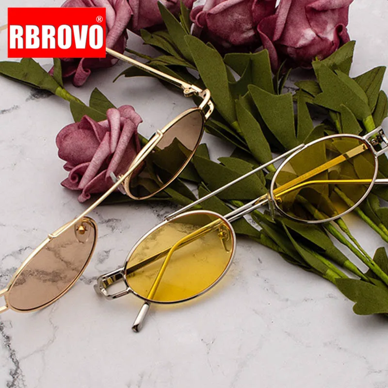 

RBROVO Small Oval Sunglasses Women Vintage Sunglasses Women/Men Luxury Brand Sun Glasses For Women Round Oculos De Sol Gafas