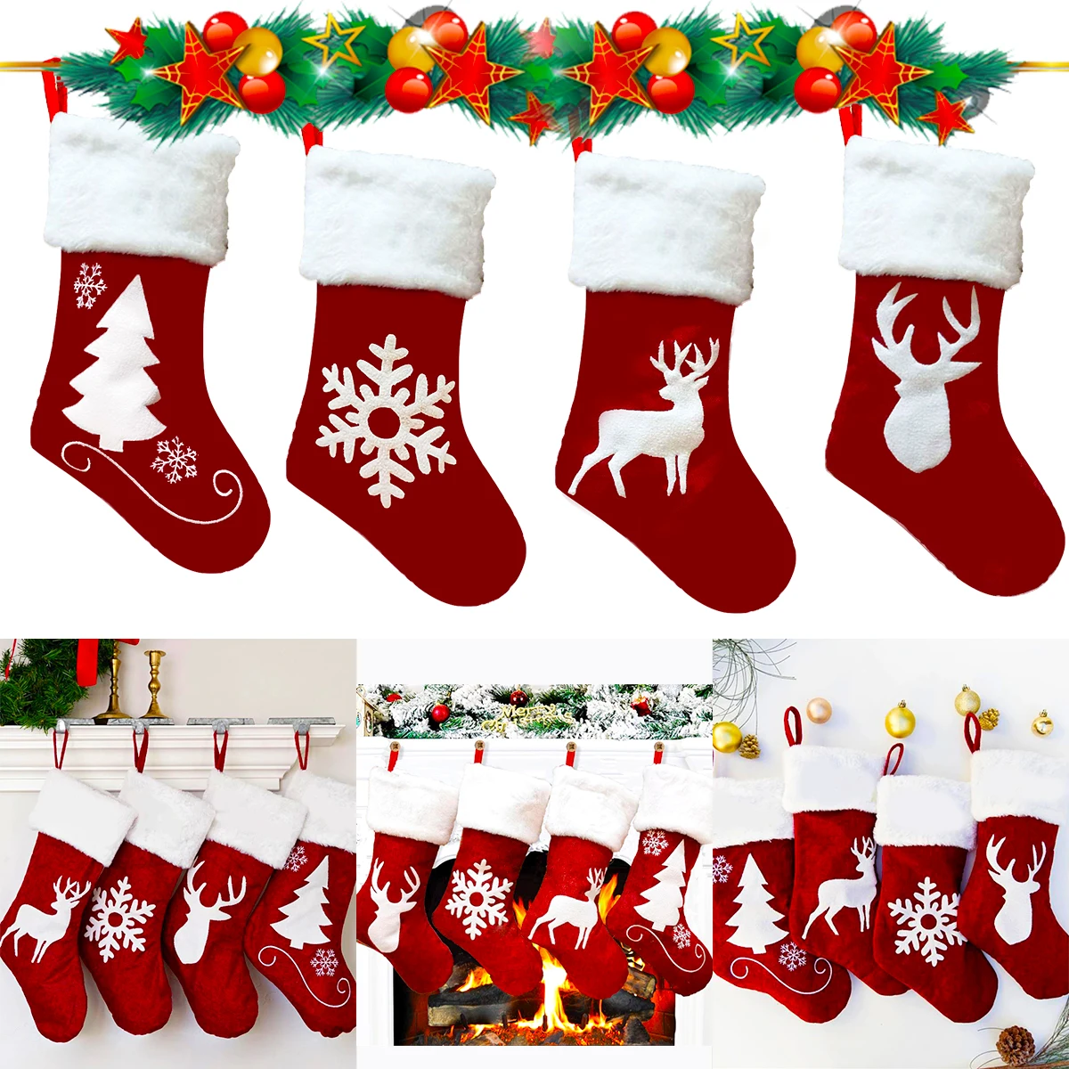 

Рождественские чулки, конфеты, Подарочный пакет, лось, снежинка, подвесное украшение для дома, новогодние и рождественские украшения