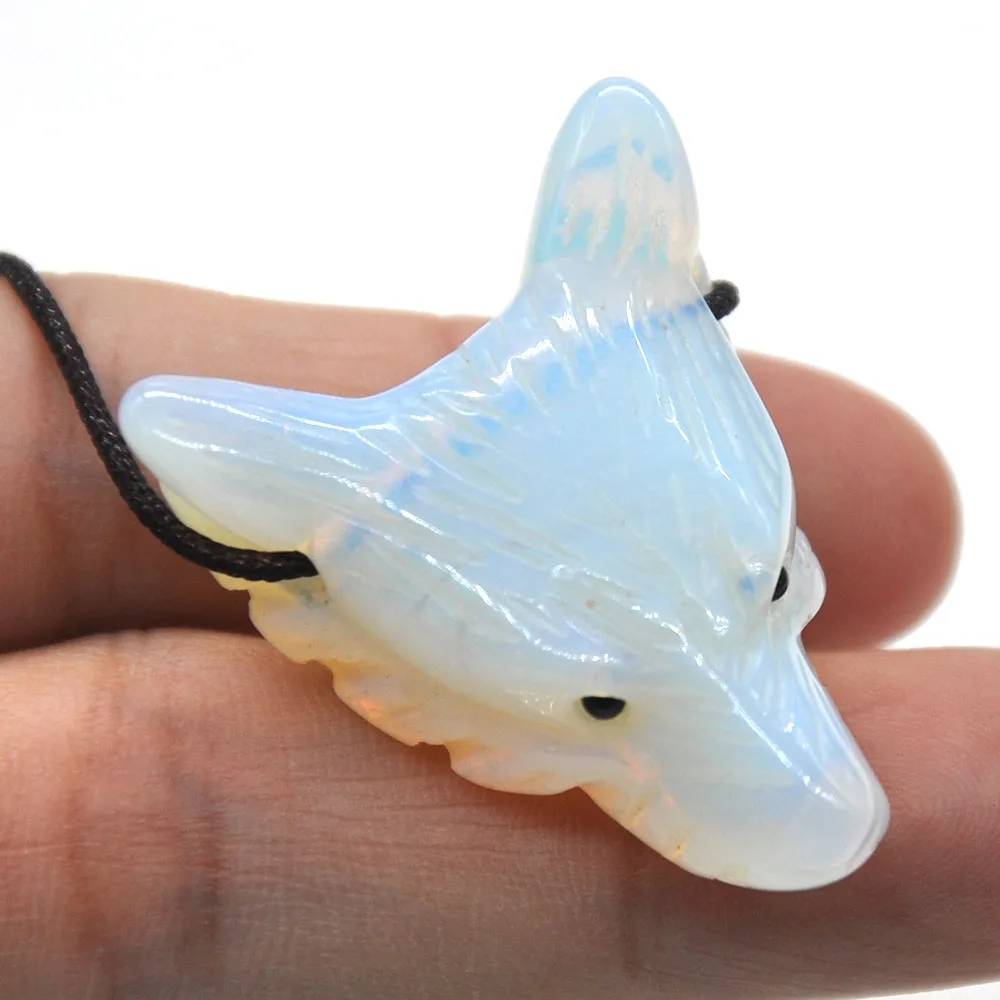 

1.5" Wolf Head Pendant Gemstone Opalite Healing Crystal Necklace Animal Fashion Men Gifts Jewelry 1PC