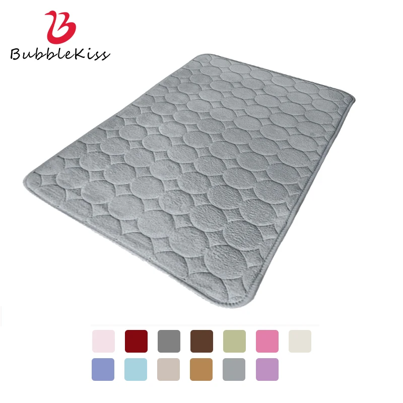 

Bubble Kiss Bathroom Carpet Home Thicken Soft Coral Fleece Floor Mats Solid Color Porch Anti Slip Foot Pad Bedroom Doormat Rugs