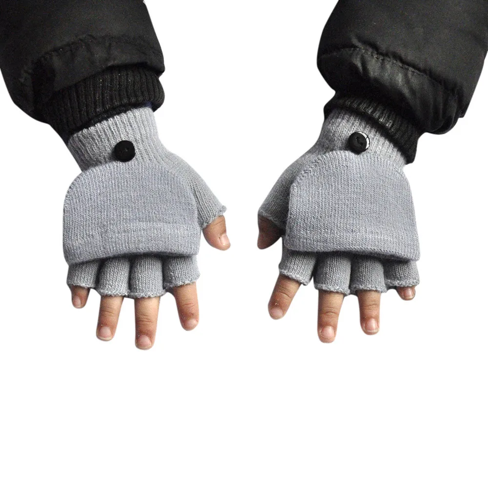 

New Adult 2020 Kids Fingerless Gloves Striped Half Finger Knitted Mittens Winter Soft Unisex Basic Gloves Women Men Guantes