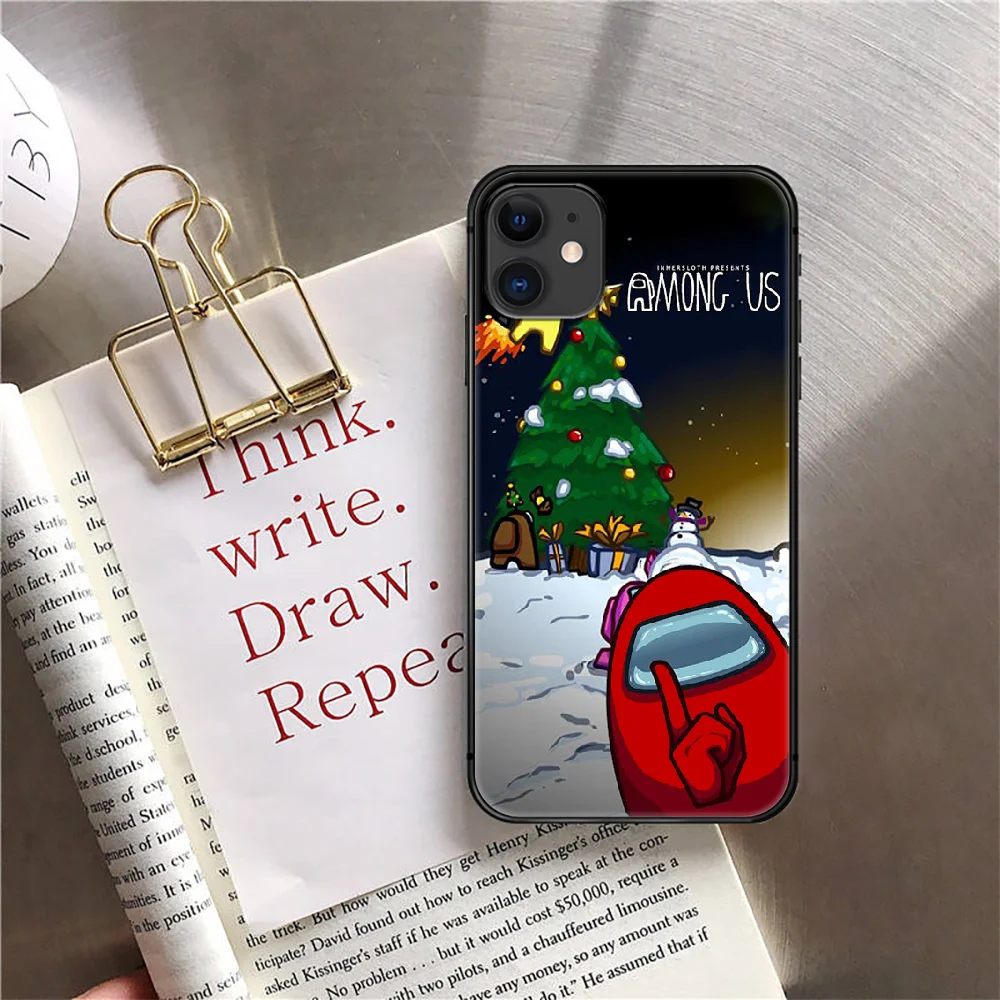 

Amongs-Us Phone Case Cover For Iphone 6 7 8 11 12 5S 6S X Xr XS Se Plus Pro Max Mini 2020 Black Etui Funda Black Etui