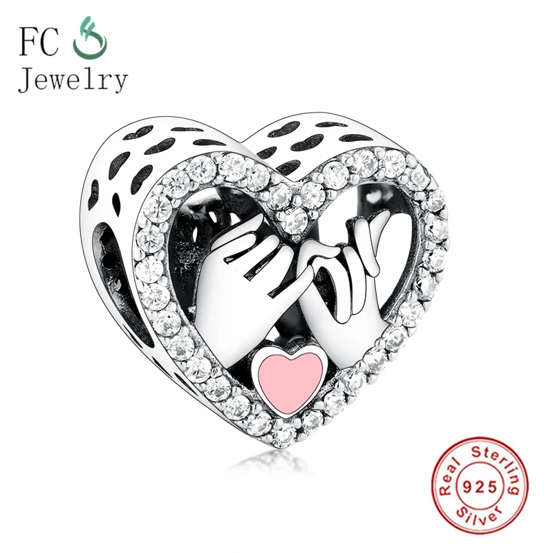 Женский браслет из серебра 925 пробы с подвеской в виде сердца|Бусины| |