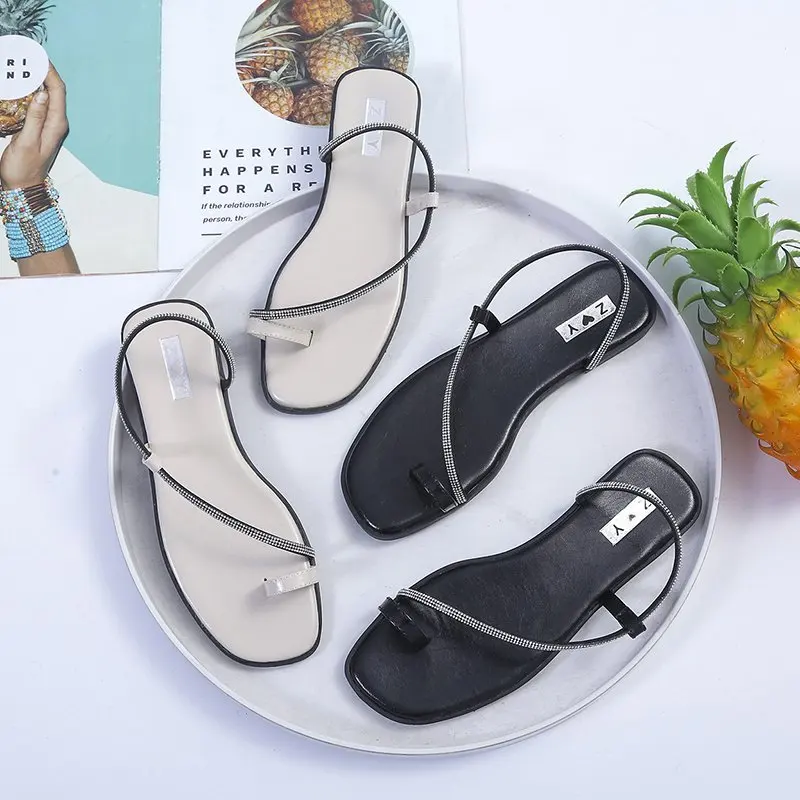 

Women Summer New Fashion Women's Sandals 2021 All-match Comfortable Rhinestone Sandals Casual Flat Shoes Tenis Feminino Slip-On