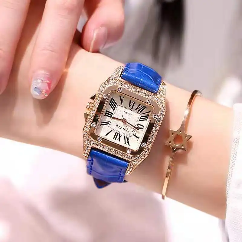 

Ladies Diamond Fashion Watch Starry Simple Square Student Watch